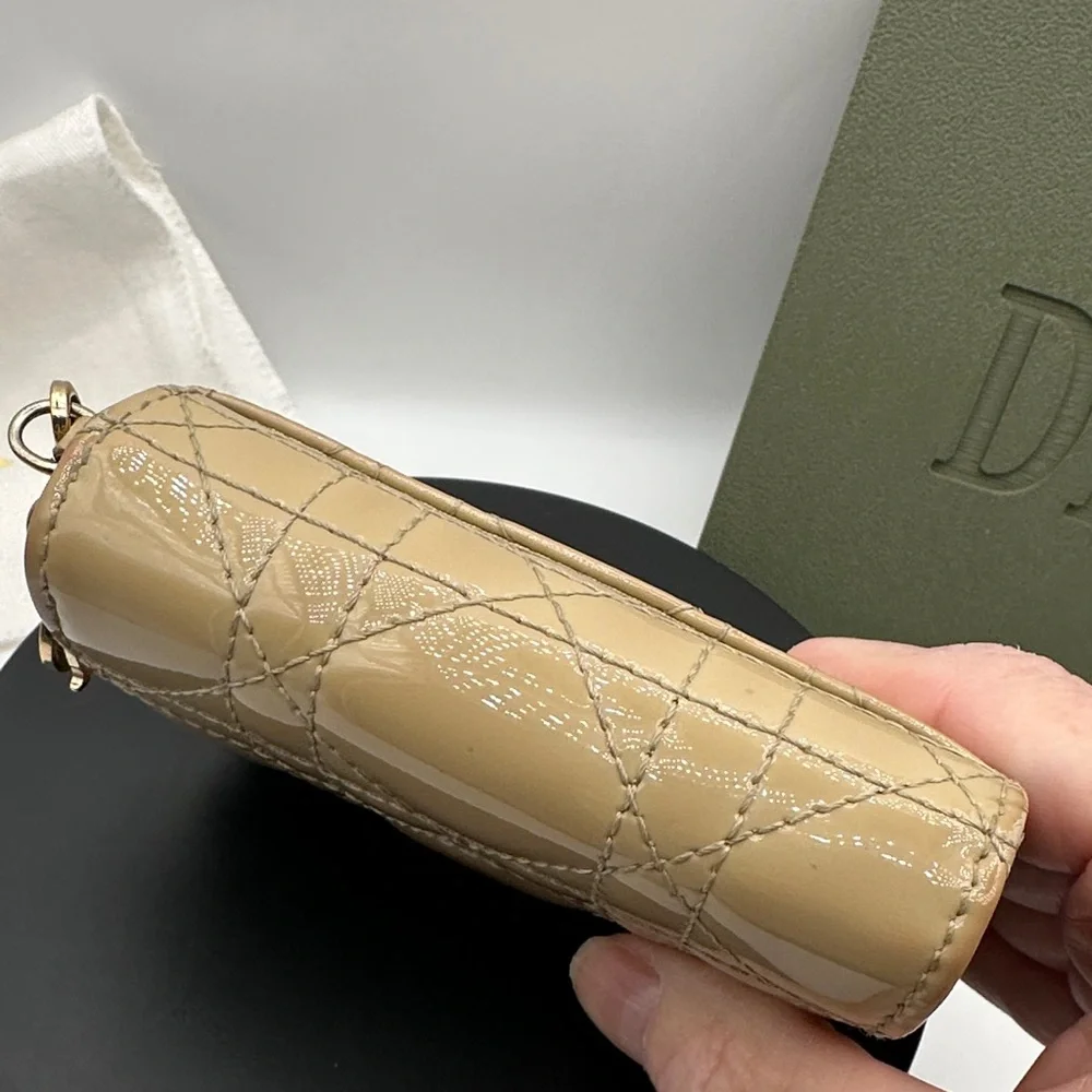 Dior Beige Patent Leather/Leather Trifold Wallet Made in Italy 43-MA-0290